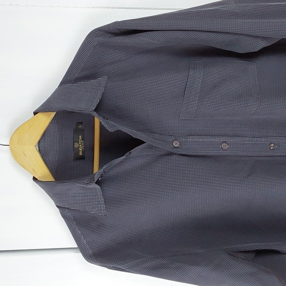 Bugatchi Dark Blue /Gray Mens Soft Modal Long Sleeve Premium Quality Shirt Sz.L - Picture 2 of 9